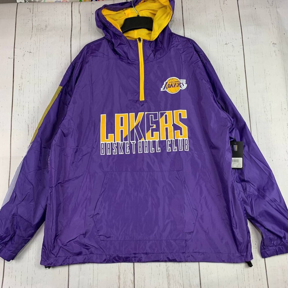 Los Angeles LA Lakers‎ NBA XL Purple 1/4 Zip Windbreaker Jacket New Men